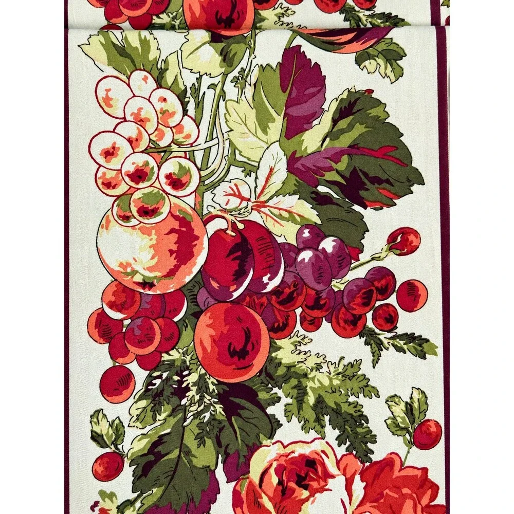 April Cornell Bountiful Harvest Table Runner 18x108 Floral French Country Garden